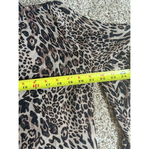 Chico’s Leopard Print Sheer Blouse Top Button Down Long Sleeve Pockets Tunic M 1 - Picture 4 of 7